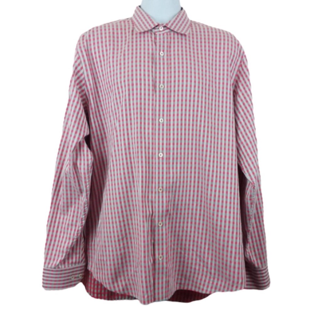 Bugatchi Uomo Size XL Button Front Shirt L/S Check